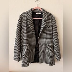 Women's Black and White Houndstooth Blazer
